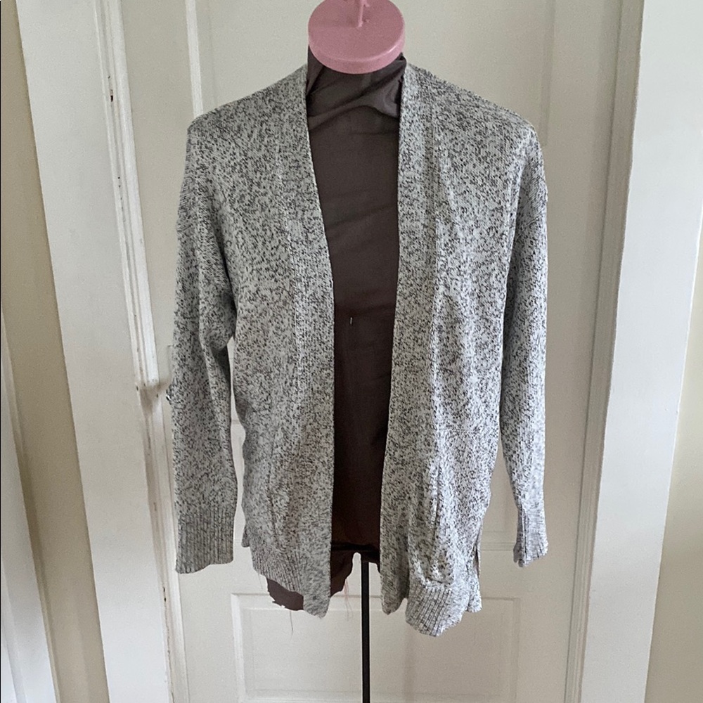 Madewell White Black Oversized Open-Front Cardigan Sweater XXS